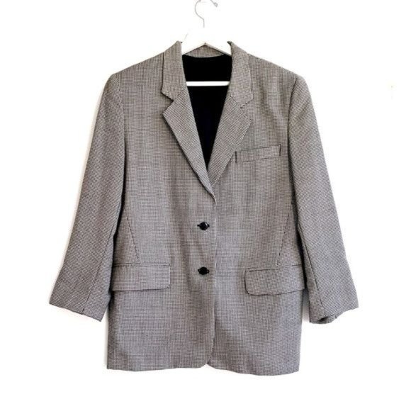 Agnes B. Jackets & Blazers - Vintage Y2K Agnes b. black small dogtooth check wool jacket, Size 1 (S)